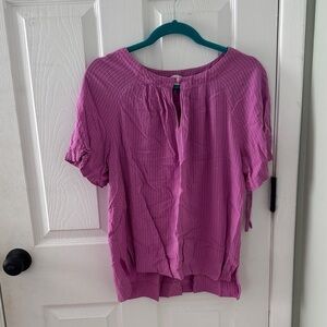LOFT Mauve-Pink Short Sleeve Peasant Top